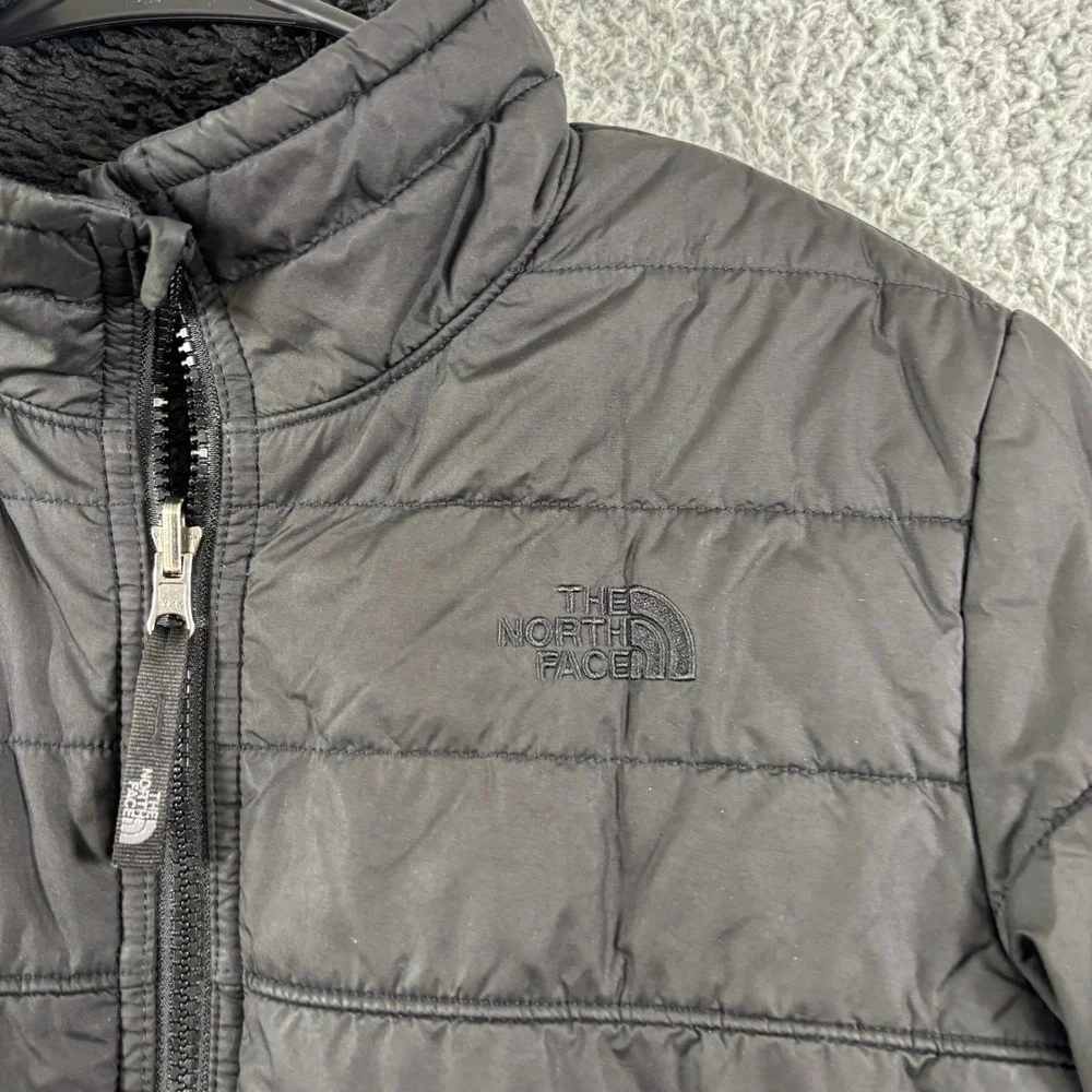 The North Face Boys Black Reversible Perrito Jacket L 14/16 Fleece‎ Puffer Coat